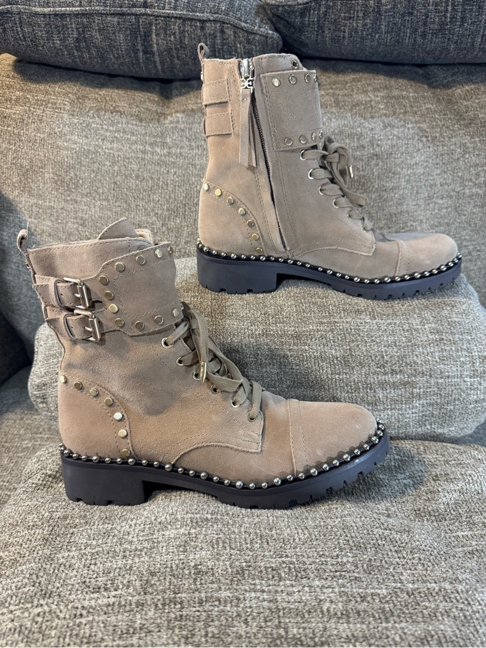 Sam Edelman Jennifer Women’s Brown Studded Combat Boots Size 7M
